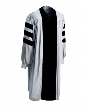 Мантия доктора делюкс серая комбинированная мантия вельвет габардин вставки