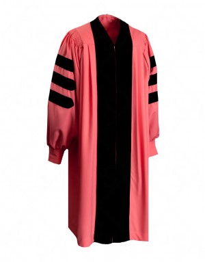 Мантия доктора делюкс розовая комбинированная мантия вельвет габардин вставки