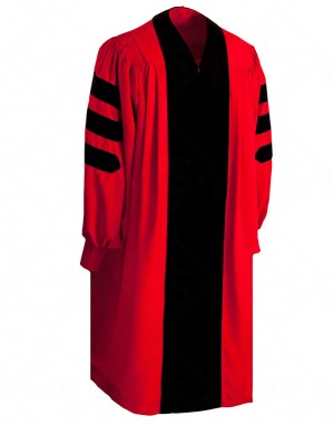 Мантия доктора делюкс красная комбинированная мантия вельвет габардин вставки